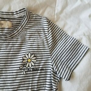Hollister Black and White Striped Tee